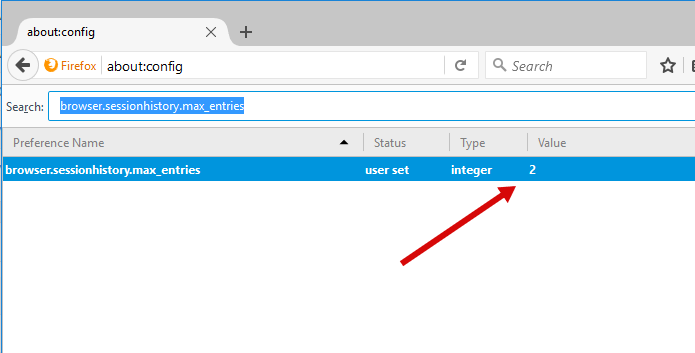 How to change browser.sessionhistory.max_entries in Firefox for protect your anonymity from Tab History leak